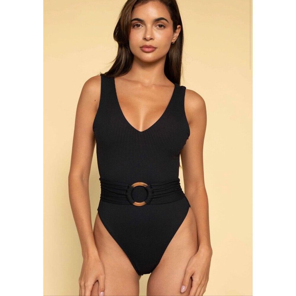 Montce Black Rib Kim One-Piece Swimsuit S